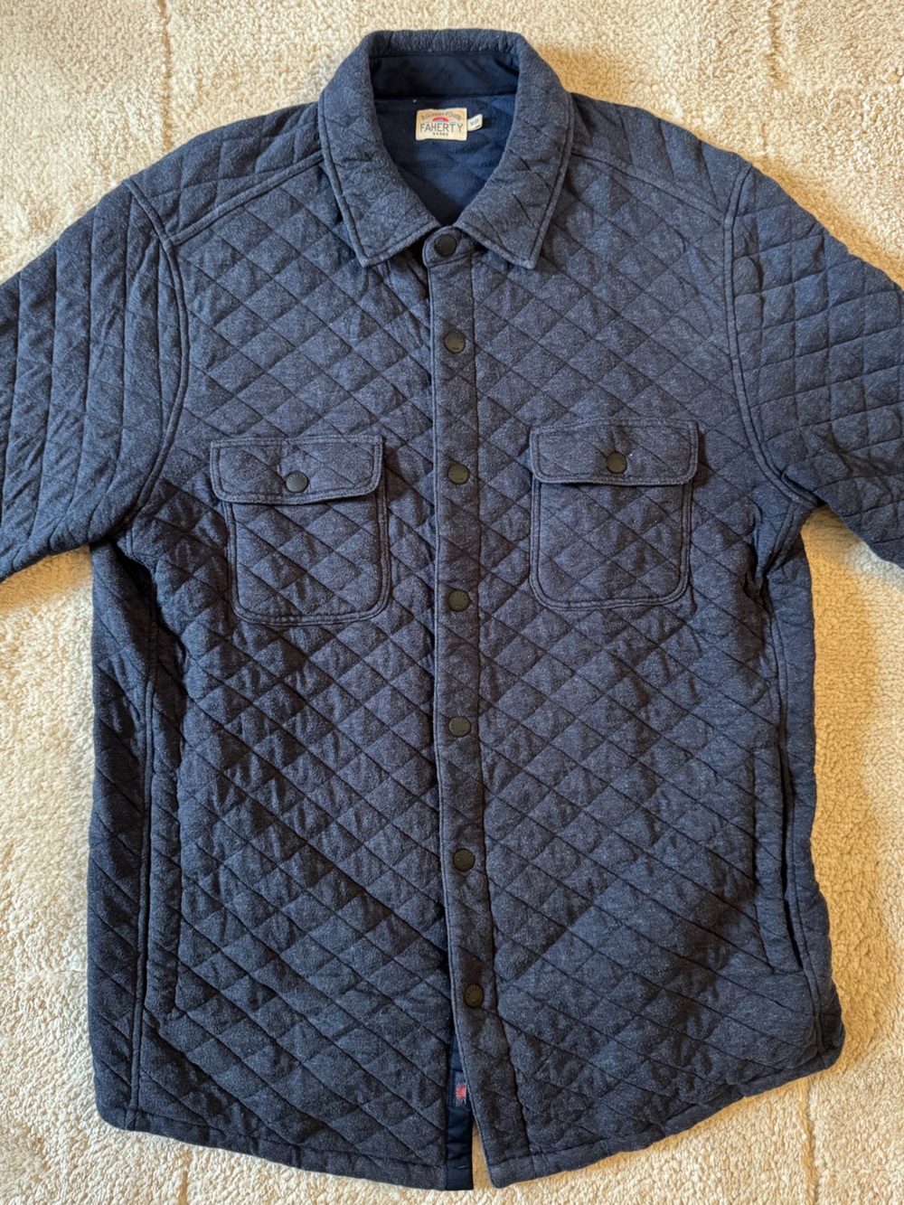 Faherty Quilted Navy Shirt Jacket